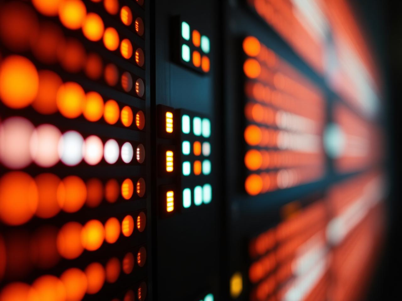 Macro view of glowing LED pixels